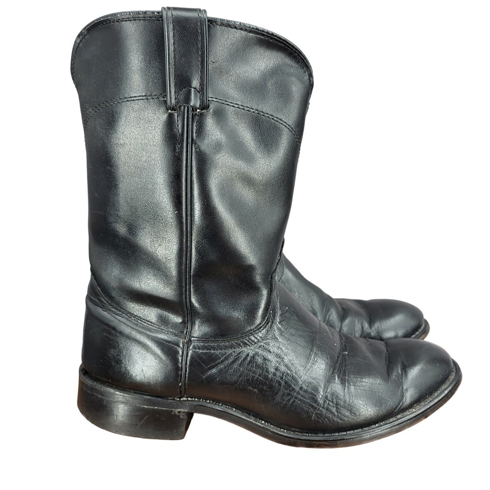 Laredo Cowboy Boots Mens 9 D Black Leather Western Roper 7902 Botas USA Made